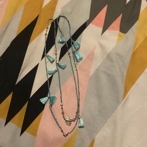 Kendra Scott beaded tassle necklace- aqua